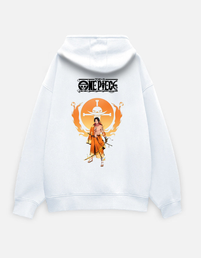 Anime Oversized Hoodie hoodie oversized fit cotton fabric heavyweight fabric printed design anime inspired design detail view by HAViT Apparel