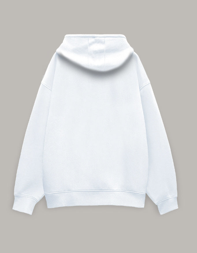Patience Oversized Hoodie – Minimal Calm Edition hoodie oversized fit cotton fabric heavyweight fabric printed design detail view by HAViT Apparel