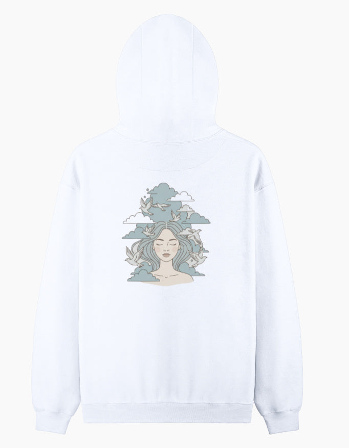 Calm Skies- Pullover Hoodie hoodie regular fit cotton fabric heavyweight fabric detail view by HAViT Apparel