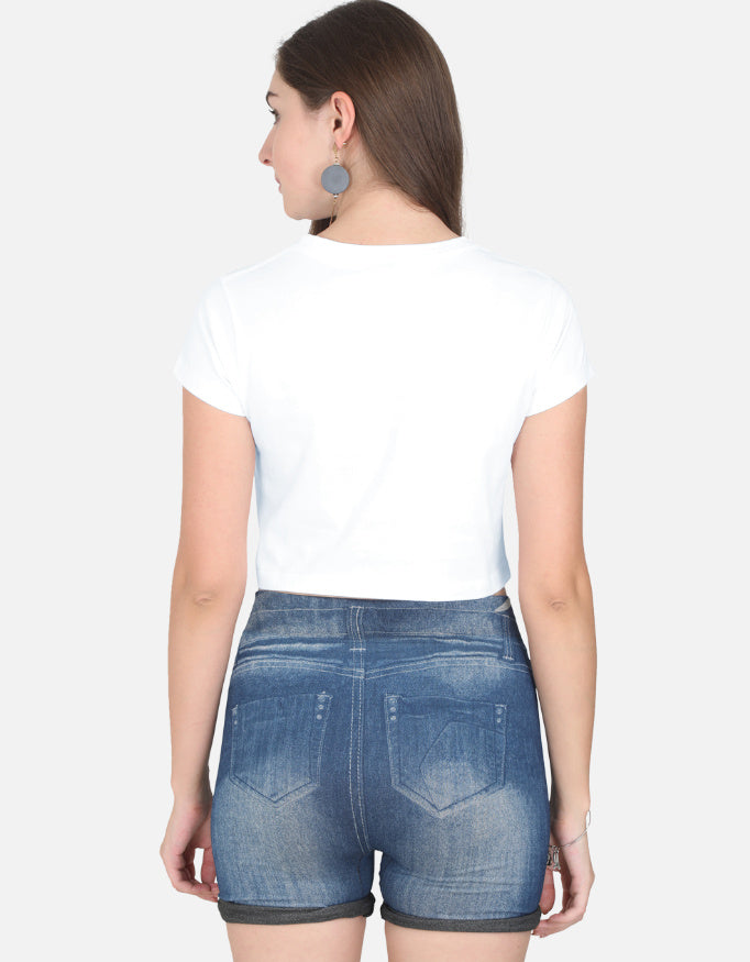 Cosmic Girl Crop Top cotton fabric heavyweight fabric detail view by HAViT Apparel