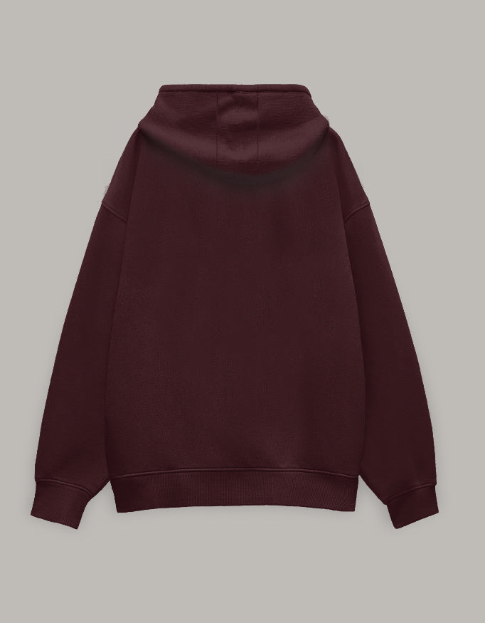 Patience Oversized Hoodie – Minimal Calm Edition hoodie oversized fit cotton fabric heavyweight fabric printed design detail view by HAViT Apparel