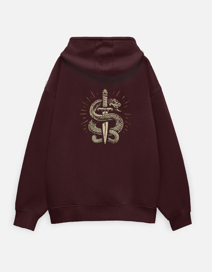Dagger & Dragon- Oversized Hoodie sweatshirt oversized fit cotton fabric heavyweight fabric detail view by HAViT Apparel