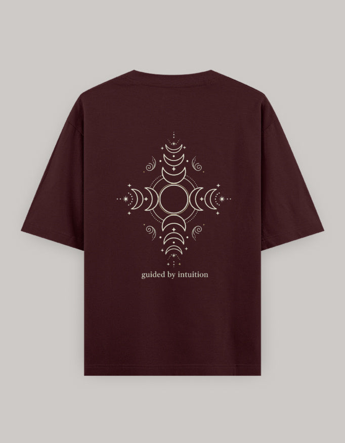 Cosmic Intuition Oversized Women’s T-Shirt t-shirt oversized fit cotton fabric heavyweight fabric printed design detail view by HAViT Apparel