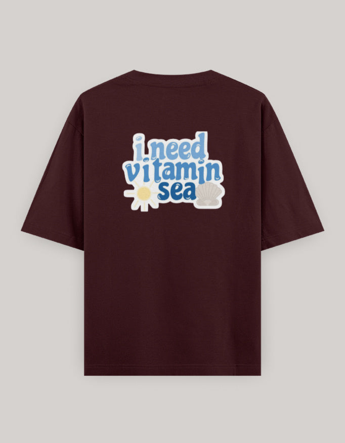 Coastal Mood Oversized Cotton T-Shirt t-shirt oversized fit cotton fabric heavyweight fabric printed design detail view by HAViT Apparel