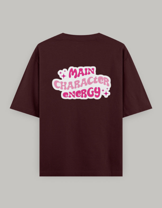 Main Character Vibes Oversized T-Shirt t-shirt oversized fit cotton fabric heavyweight fabric graphic print printed design detail view by HAViT Apparel
