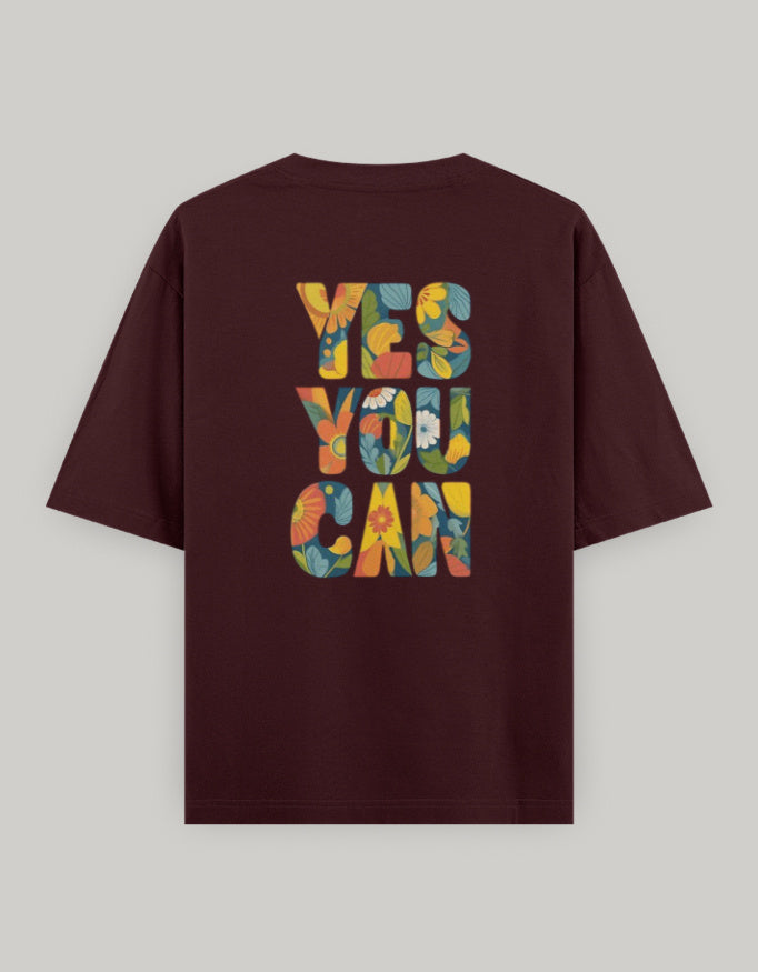Bloom with Confidence Oversized Tee t-shirt oversized fit cotton fabric heavyweight fabric printed design detail view by HAViT Apparel