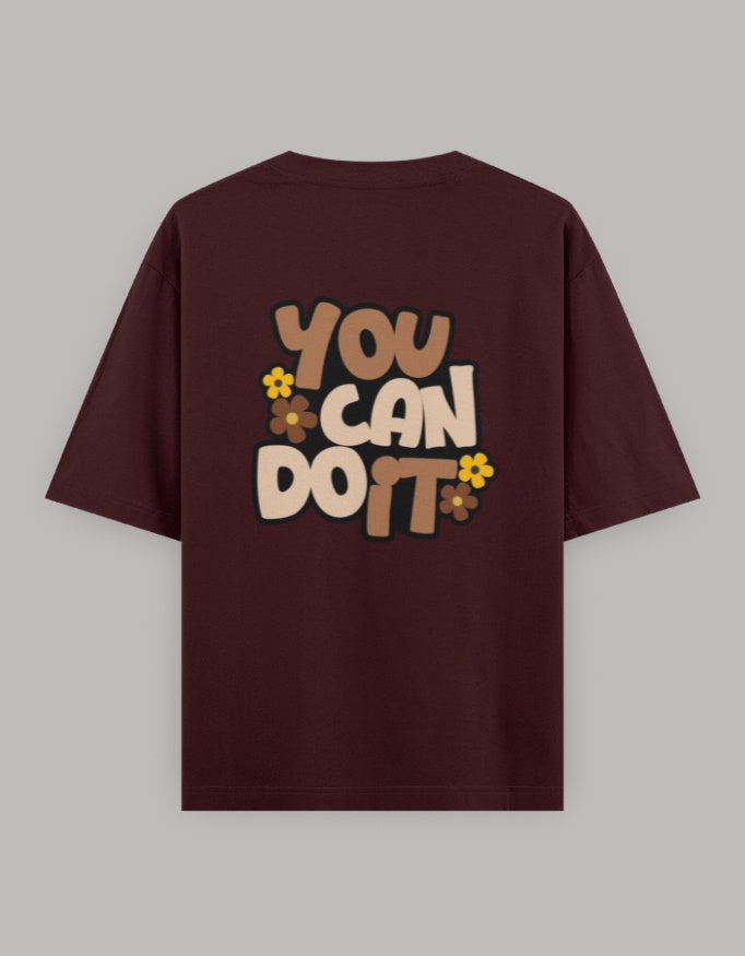 Believe in You Floral Oversized Tee t-shirt oversized fit cotton fabric heavyweight fabric printed design detail view by HAViT Apparel