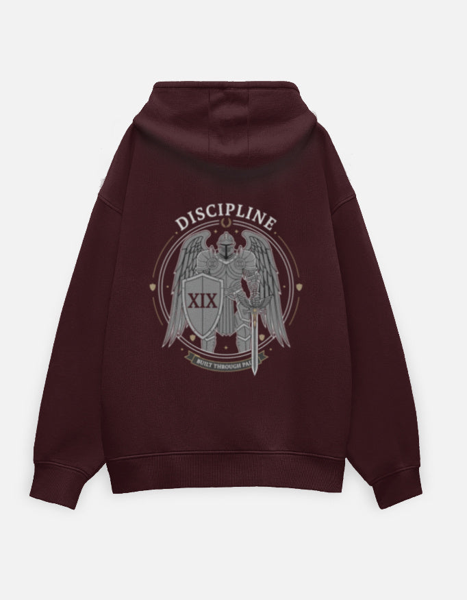 Discipline- Oversized Hoodie hoodie oversized fit cotton fabric heavyweight fabric detail view by HAViT Apparel