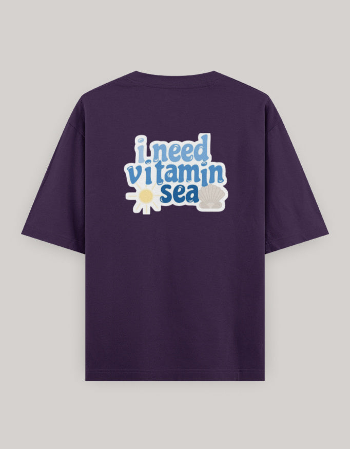 Coastal Mood Oversized Cotton T-Shirt t-shirt oversized fit cotton fabric heavyweight fabric printed design detail view by HAViT Apparel