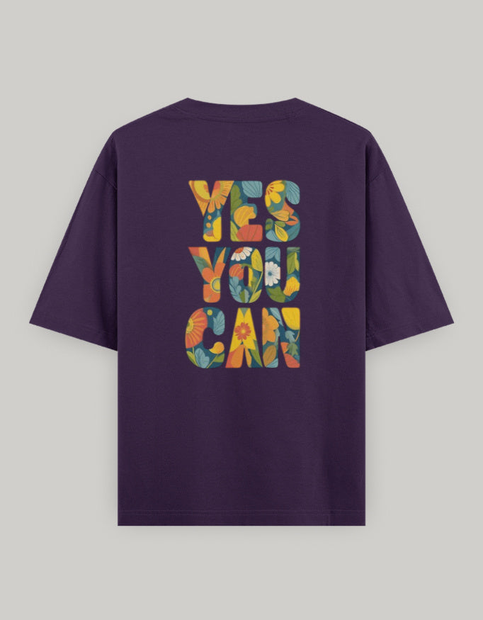 Bloom with Confidence Oversized Tee t-shirt oversized fit cotton fabric heavyweight fabric printed design detail view by HAViT Apparel