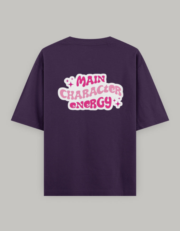 Main Character Vibes Oversized T-Shirt t-shirt oversized fit cotton fabric heavyweight fabric graphic print printed design detail view by HAViT Apparel