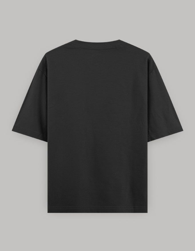 Rising Sun Pocket Embroidered Oversized Tee t-shirt oversized fit cotton fabric heavyweight fabric embroidered design detail view by HAViT Apparel