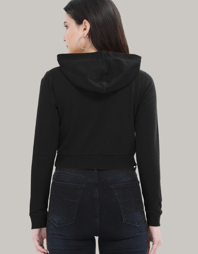 Vibes Cropped Hoodie – Brush Stroke Graphic Print hoodie cotton fabric heavyweight fabric graphic print printed design detail view by HAViT Apparel