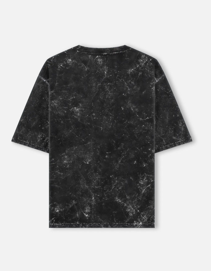 Black Acid Washed Oversized Tee t-shirt oversized fit acid washed cotton fabric heavyweight fabric detail view by HAViT Apparel