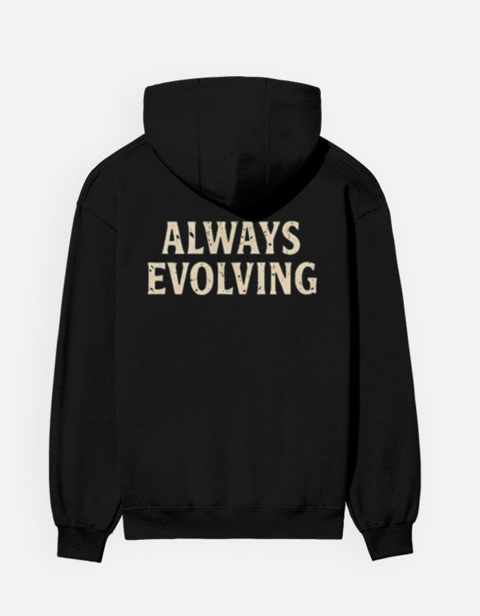 Always Evolving- Hoodie sweatshirt regular fit cotton fabric heavyweight fabric detail view by HAViT Apparel