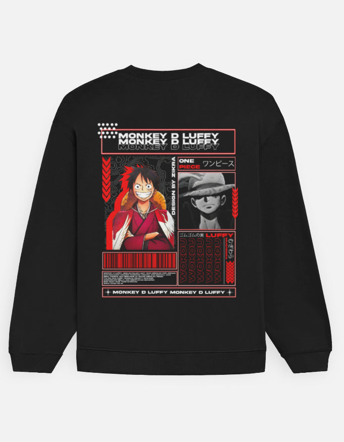 Anime Oversized Sweatshirt oversized fit cotton fabric heavyweight fabric detail view by HAViT Apparel
