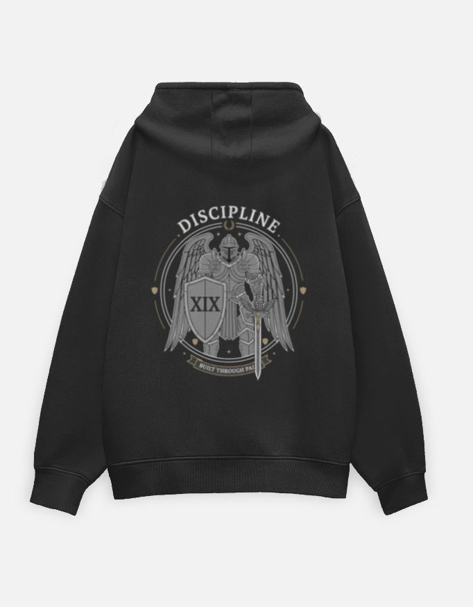 Discipline- Oversized Hoodie hoodie oversized fit cotton fabric heavyweight fabric detail view by HAViT Apparel