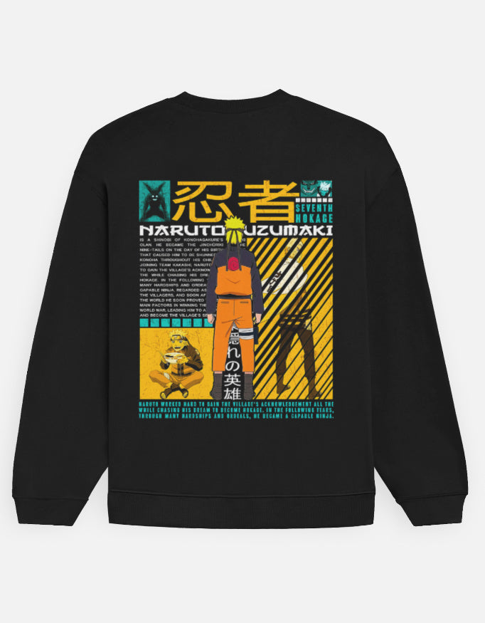 Anime Oversized Sweatshirt oversized fit cotton fabric heavyweight fabric detail view by HAViT Apparel