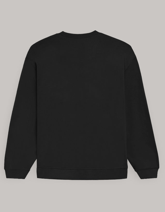 Women’s Oversized Perfectly Imperfect Sweatshirt – Minimal Aesthetic sweatshirt oversized fit cotton fabric heavyweight fabric printed design detail view by HAViT Apparel