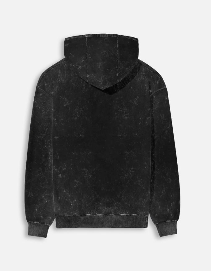 Light It Up- Acid Washed Hoodie hoodie oversized fit acid washed cotton fabric heavyweight fabric graphic print printed design detail view by HAViT Apparel
