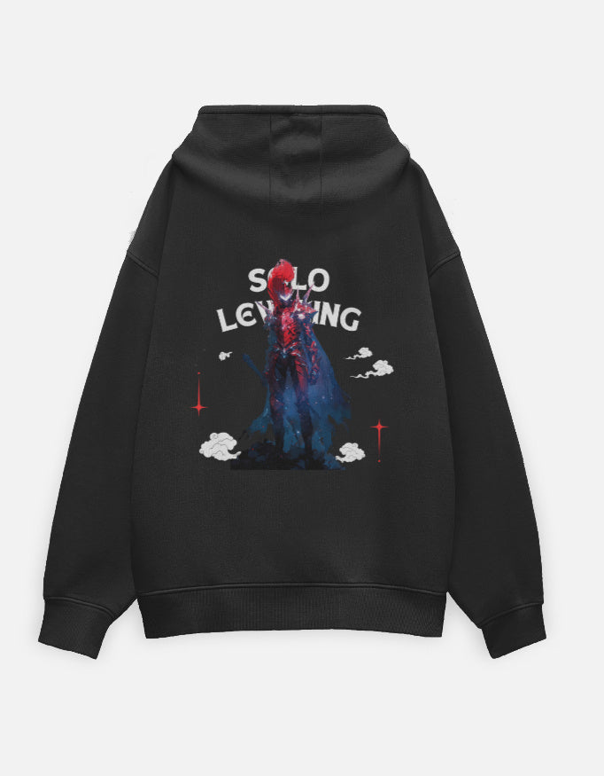 Anime Oversized Hoodie hoodie oversized fit cotton fabric heavyweight fabric printed design anime inspired design detail view by HAViT Apparel