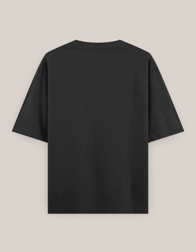 Samurai Dragon Oversized T-shirt oversized fit cotton fabric heavyweight fabric printed design detail view by HAViT Apparel