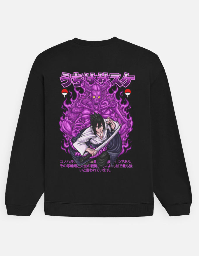 Anime Oversized Sweatshirt oversized fit cotton fabric heavyweight fabric detail view by HAViT Apparel
