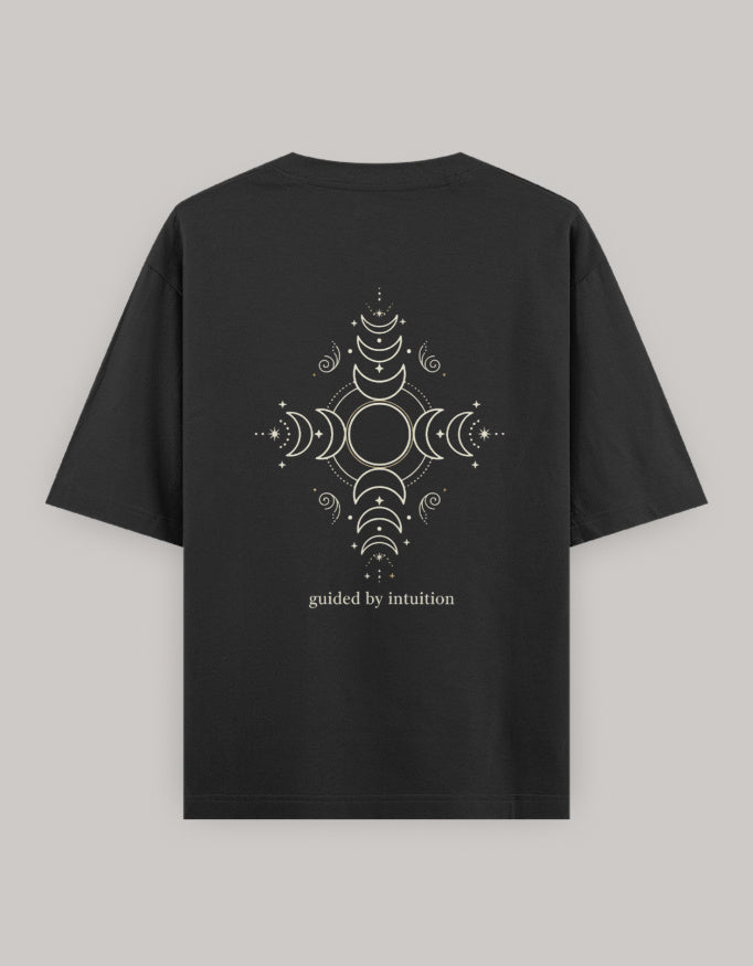 Cosmic Intuition Oversized Women’s T-Shirt t-shirt oversized fit cotton fabric heavyweight fabric printed design detail view by HAViT Apparel