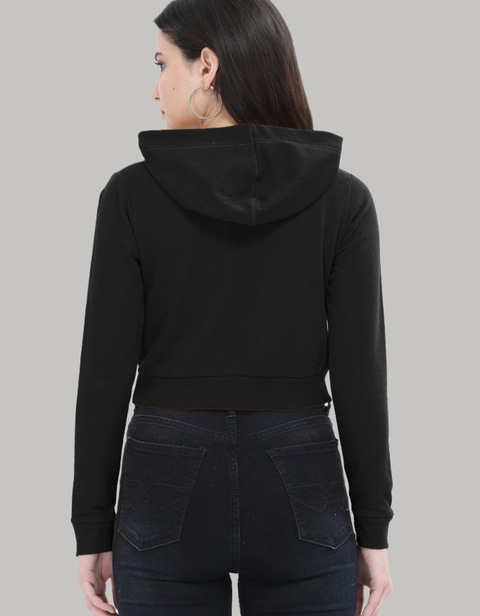 LOVE Edit – Women’s Cropped Hoodie hoodie cotton fabric heavyweight fabric printed design detail view by HAViT Apparel