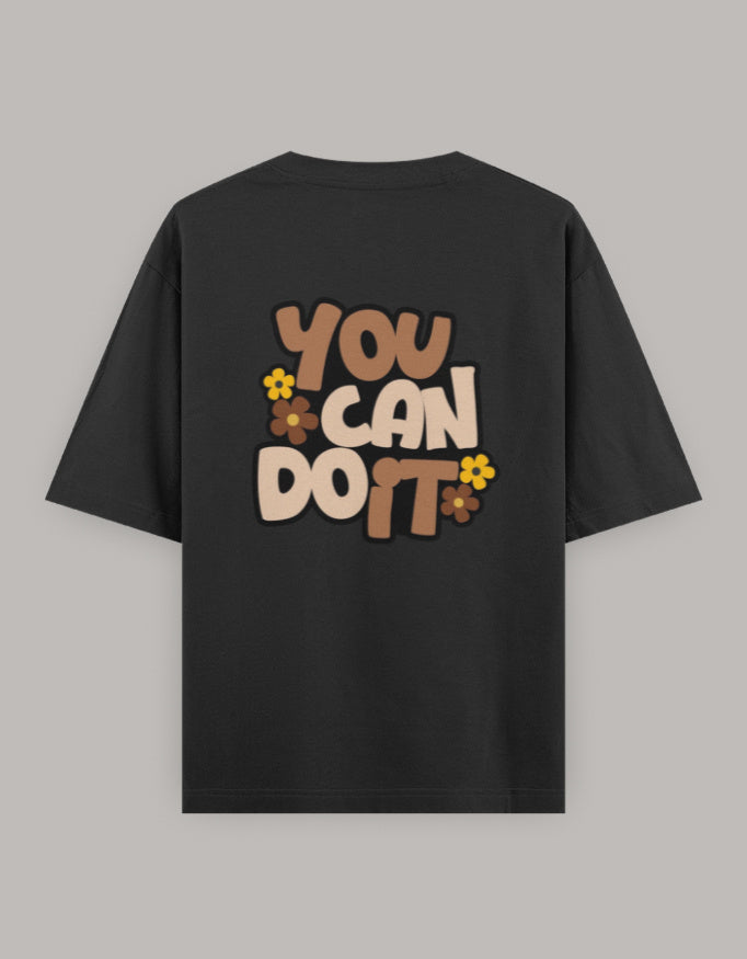 Believe in You Floral Oversized Tee t-shirt oversized fit cotton fabric heavyweight fabric printed design detail view by HAViT Apparel