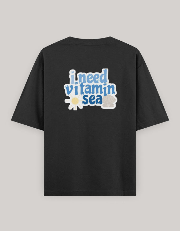 Coastal Mood Oversized Cotton T-Shirt t-shirt oversized fit cotton fabric heavyweight fabric printed design detail view by HAViT Apparel