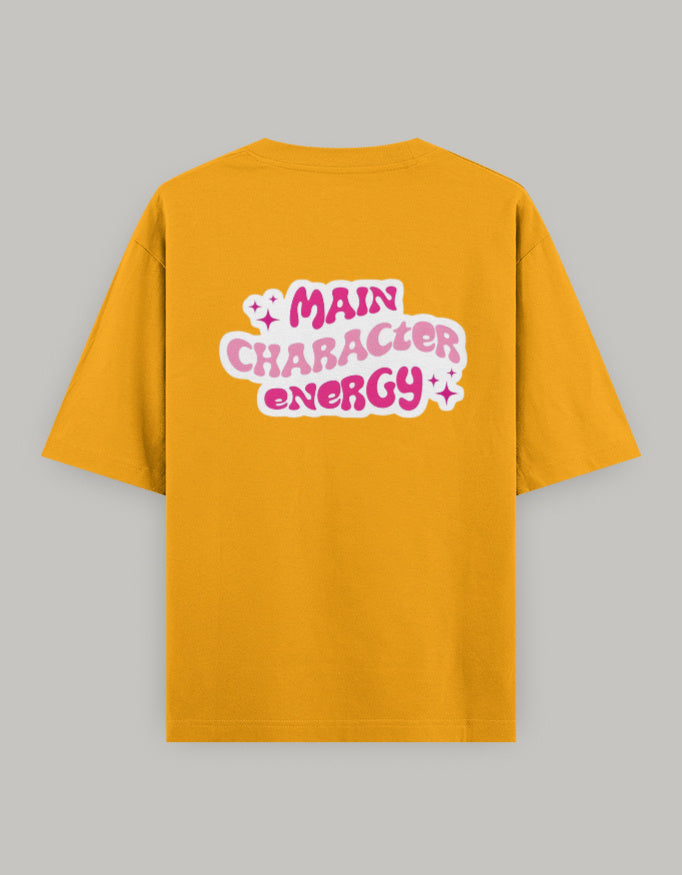 Main Character Vibes Oversized T-Shirt t-shirt oversized fit cotton fabric heavyweight fabric graphic print printed design detail view by HAViT Apparel
