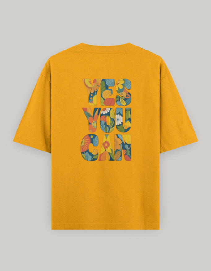 Bloom with Confidence Oversized Tee t-shirt oversized fit cotton fabric heavyweight fabric printed design detail view by HAViT Apparel