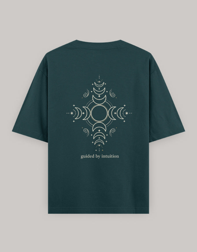 Cosmic Intuition Oversized Women’s T-Shirt t-shirt oversized fit cotton fabric heavyweight fabric printed design detail view by HAViT Apparel
