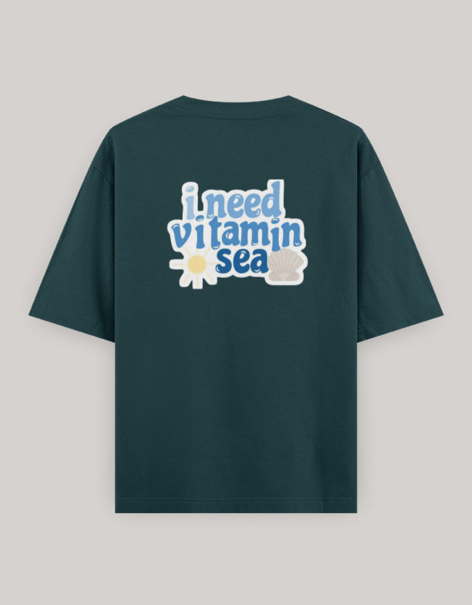 Coastal Mood Oversized Cotton T-Shirt t-shirt oversized fit cotton fabric heavyweight fabric printed design detail view by HAViT Apparel