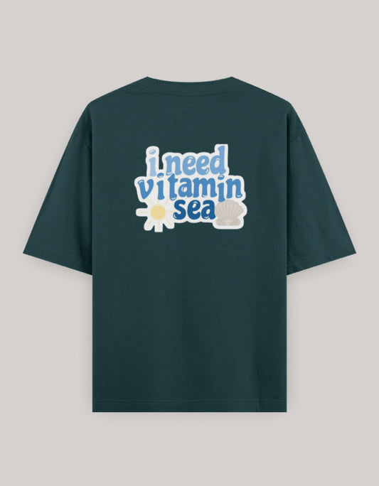 Coastal Mood Oversized Cotton T-Shirt t-shirt oversized fit cotton fabric heavyweight fabric printed design detail view by HAViT Apparel