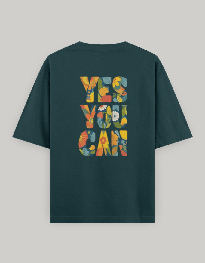 Bloom with Confidence Oversized Tee t-shirt oversized fit cotton fabric heavyweight fabric printed design detail view by HAViT Apparel