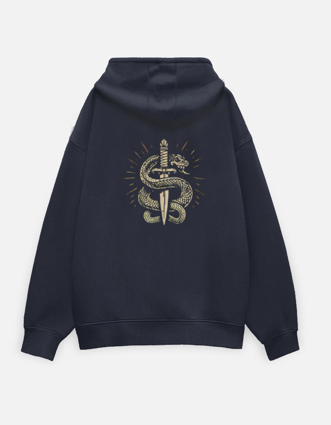 Dagger & Dragon- Oversized Hoodie sweatshirt oversized fit cotton fabric heavyweight fabric detail view by HAViT Apparel