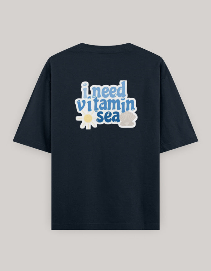 Coastal Mood Oversized Cotton T-Shirt t-shirt oversized fit cotton fabric heavyweight fabric printed design detail view by HAViT Apparel