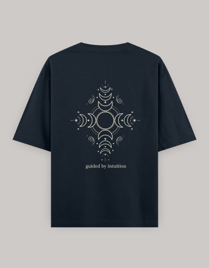 Cosmic Intuition Oversized Women’s T-Shirt t-shirt oversized fit cotton fabric heavyweight fabric printed design detail view by HAViT Apparel