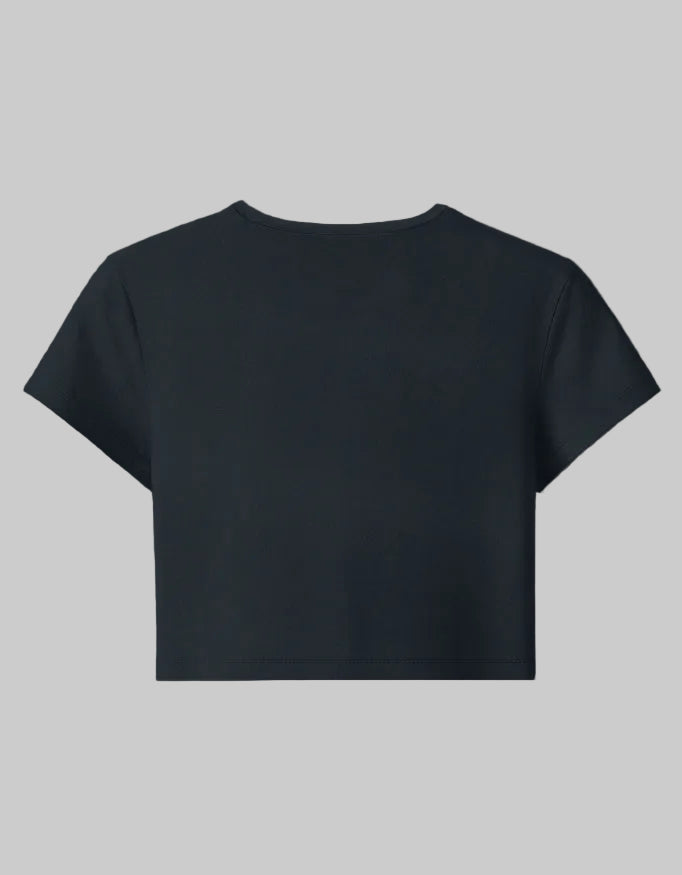 Minimal Butterfly Graphic Baby Tee cotton fabric heavyweight fabric detail view by HAViT Apparel
