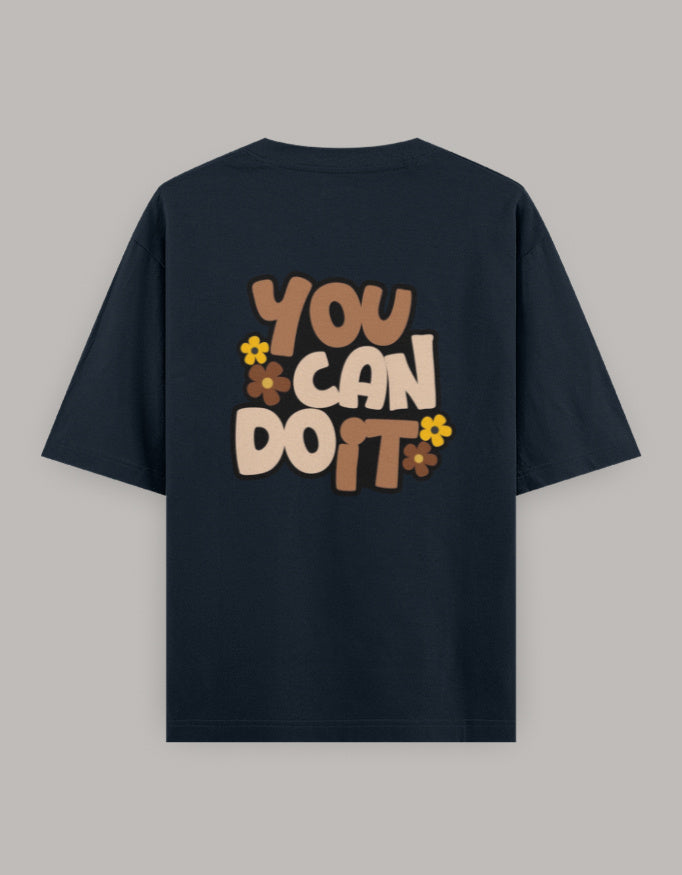 Believe in You Floral Oversized Tee t-shirt oversized fit cotton fabric heavyweight fabric printed design detail view by HAViT Apparel