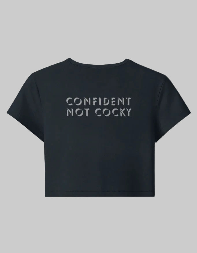 Confidence Core Baby Tee cotton fabric heavyweight fabric detail view by HAViT Apparel