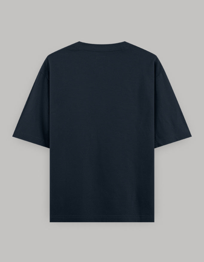 Rising Sun Pocket Embroidered Oversized Tee t-shirt oversized fit cotton fabric heavyweight fabric embroidered design detail view by HAViT Apparel