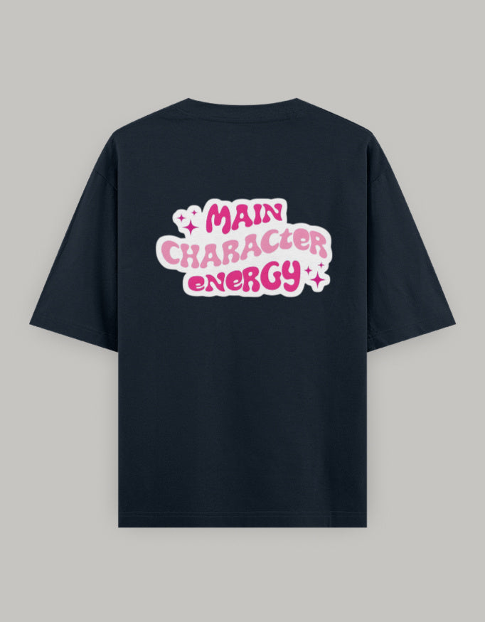 Main Character Vibes Oversized T-Shirt t-shirt oversized fit cotton fabric heavyweight fabric graphic print printed design detail view by HAViT Apparel