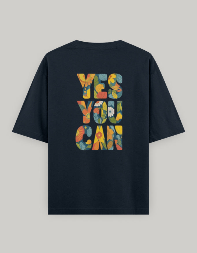 Bloom with Confidence Oversized Tee t-shirt oversized fit cotton fabric heavyweight fabric printed design detail view by HAViT Apparel