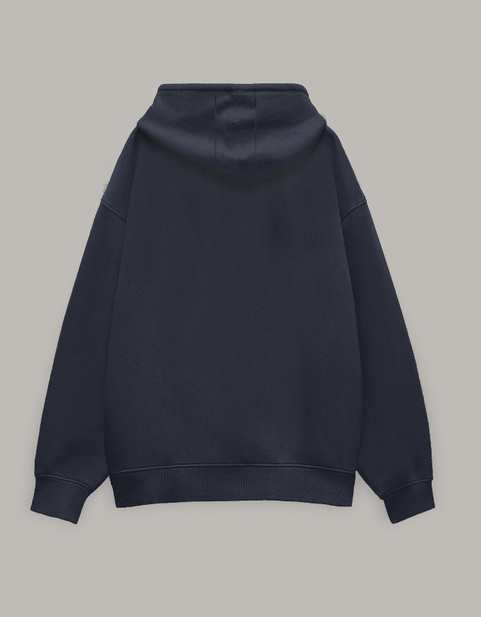 Patience Oversized Hoodie – Minimal Calm Edition hoodie oversized fit cotton fabric heavyweight fabric printed design detail view by HAViT Apparel