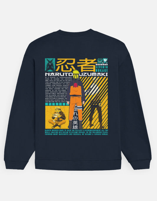Anime Oversized Sweatshirt oversized fit cotton fabric heavyweight fabric detail view by HAViT Apparel