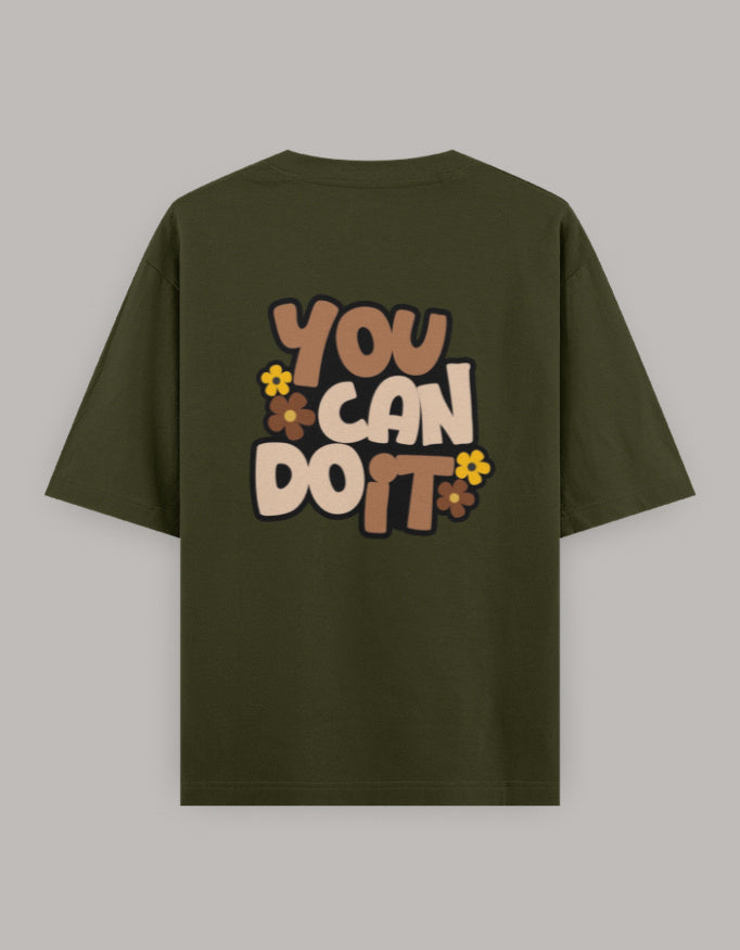 Believe in You Floral Oversized Tee t-shirt oversized fit cotton fabric heavyweight fabric printed design detail view by HAViT Apparel