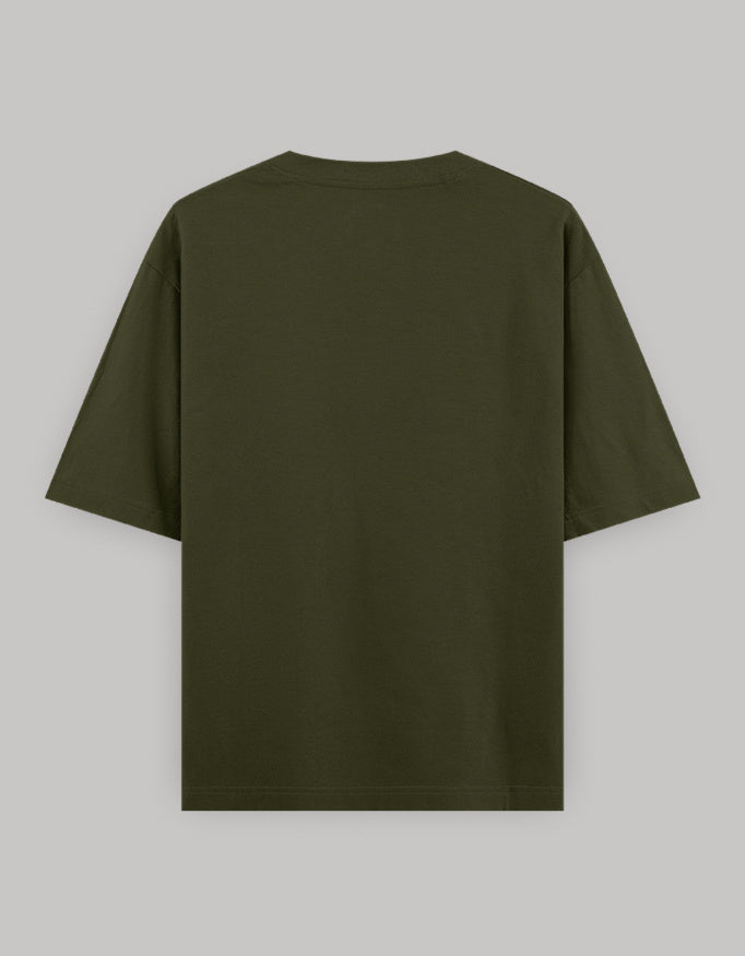 Muscle Hustle Oversize Dark Edition Tee oversized fit printed design detail view by HAViT Apparel